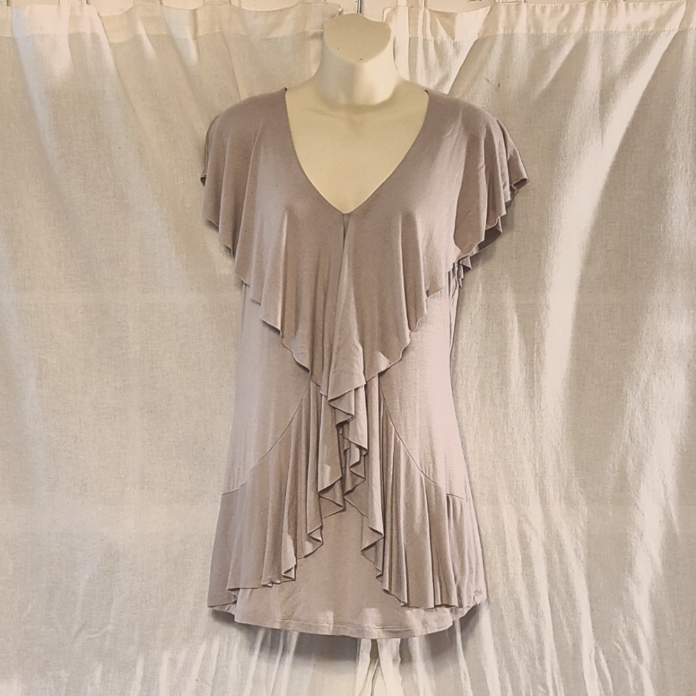 Maurices Grey Lace Flutter Sleeve Top